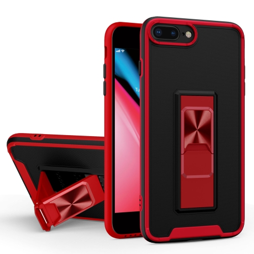 Dual-color Skin Feel TPU + PC Magnetic Shockproof Case with Invisible Holder For iPhone 8 Plus / 7 Plus(Red)