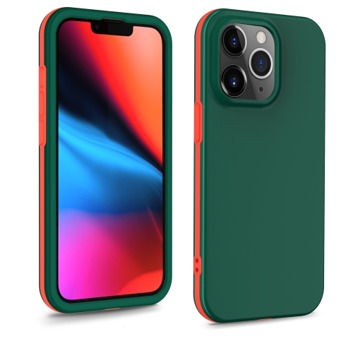 Dual-color 360 Degrees Full Coverage Protective PC + TPU Shockproof Case For iPhone 13 Pro(Dark Green)