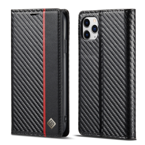 LC.IMEEKE Carbon Fiber PU + TPU Horizontal Flip Leather Case with Holder & Card Slot & Wallet For iPhone 11 Pro(Vertical Black)