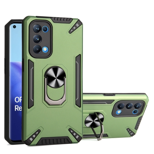 For OPPO Reno5 Pro 5G PC + TPU Protective Case with 360 Degrees Rotatable Ring Holder(Dark Green)
