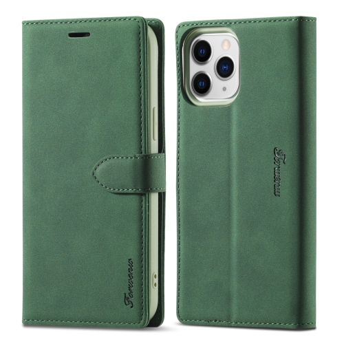 Forwenw F1 Series Matte Strong Magnetism Horizontal Flip Leather Case with Holder & Card Slots & Wallet & Photo Frame For iPhone 13 Pro Max(Green)
