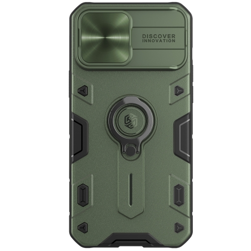 NILLKIN Shockproof CamShield Armor Protective Case with Invisible Ring Holder For iPhone 13 Pro Max(Green)
