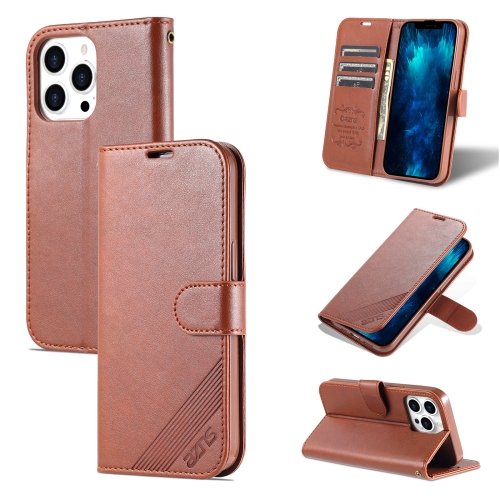 AZNS Sheepskin Texture Horizontal Flip Leather Case with Holder & Card Slots & Wallet For iPhone 13 Pro(Brown)