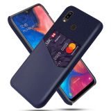 For Samsung Galaxy A20 Cloth Texture PC + PU Leather Back Cover Shockproof Case with Card Slot(Blue)