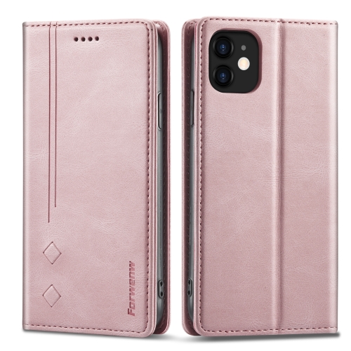 Forwenw F2 Series Magnetic Horizontal Flip Leather Case with Holder & Card Slots & Wallet For iPhone 13(Rose Gold)