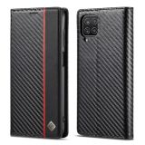 LC.IMEEKE Carbon Fiber PU + TPU Horizontal Flip Leather Case with Holder & Card Slot & Wallet For Samsung Galaxy A12 5G(Vertical Black)