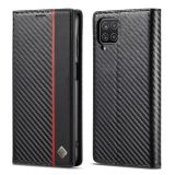 LC.IMEEKE Carbon Fiber PU + TPU Horizontal Flip Leather Case with Holder & Card Slot & Wallet For Samsung Galaxy A22 4G(Vertical Black)