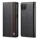 LC.IMEEKE Carbon Fiber PU + TPU Horizontal Flip Leather Case with Holder & Card Slot & Wallet For Samsung Galaxy A22 5G(Vertical Black)