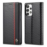LC.IMEEKE Carbon Fiber PU + TPU Horizontal Flip Leather Case with Holder & Card Slot & Wallet For Samsung Galaxy A52 5G / 4G(Vertical Black)