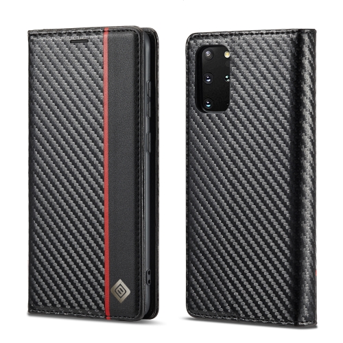 LC.IMEEKE Carbon Fiber PU + TPU Horizontal Flip Leather Case with Holder & Card Slot & Wallet For Samsung Galaxy S20(Vertical Black)