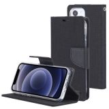 GOOSPERY CANVAS DIARY Canvas Texture Horizontal Flip PU Leather Case with Holder & Card Slots & Wallet For iPhone 13 mini(Black)