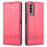 For Honor X20 SE AZNS Magnetic Calf Texture Horizontal Flip Leather Case with Card Slots & Holder & Wallet(Red)
