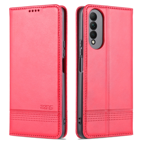 For Honor X20 SE AZNS Magnetic Calf Texture Horizontal Flip Leather Case with Card Slots & Holder & Wallet(Red)