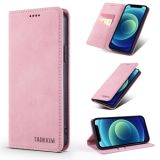 TAOKKIM Retro Matte PU Horizontal Flip Leather Case with Holder & Card Slots For iPhone 13(Pink)