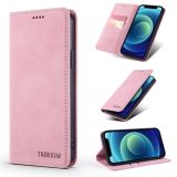 TAOKKIM Retro Matte PU Horizontal Flip Leather Case with Holder & Card Slots For iPhone 13 Pro Max(Pink)