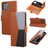 Litchi Texture Color Matching Horizontal Flip Leather Case with Card Slots & Holder & Wallet & Photo Frame For iPhone 13(Brown)