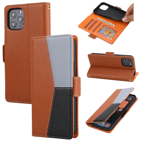 Litchi Texture Color Matching Horizontal Flip Leather Case with Card Slots & Holder & Wallet & Photo Frame For iPhone 13 Pro(Brown)