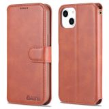 AZNS Calf Texture Horizontal Flip Leather Case with Holder & Card Slots & Wallet & Photo Frame For iPhone 13(Brown)