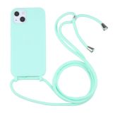 Candy Colors TPU Protective Case with Lanyard For iPhone 13 Pro(Mint Green)