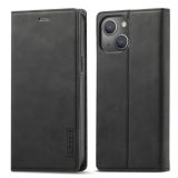 LC.IMEEKE Strong Magnetic PU + Matte TPU Horizontal Flip Leather Case with Holder & Card Slots & Wallet For iPhone 13(Black)