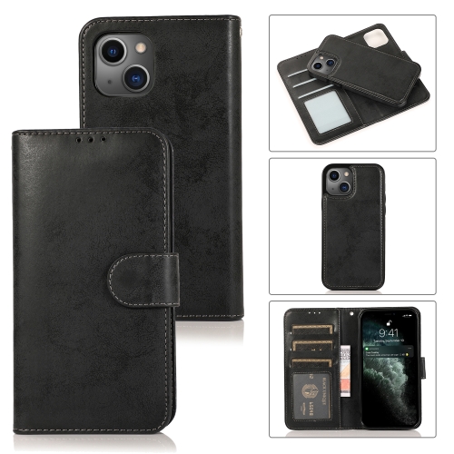Retro 2 in 1 Detachable Horizontal Flip Leather Case with Card Slots & Wallet For  iPhone 13 Mini(Black)