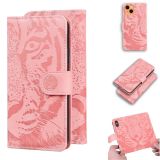 Tiger Embossing Pattern Horizontal Flip Leather Case with Holder & Card Slots & Wallet For iPhone 13(Pink)