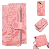 Tiger Embossing Pattern Horizontal Flip Leather Case with Holder & Card Slots & Wallet For iPhone 13(Pink)