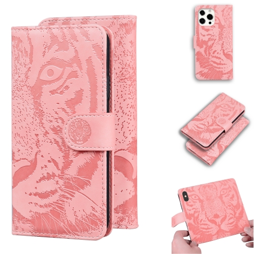 Tiger Embossing Pattern Horizontal Flip Leather Case with Holder & Card Slots & Wallet For iPhone 13 Pro Max(Pink)