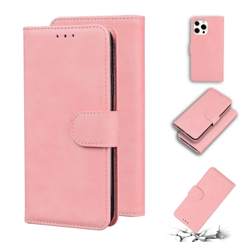 Skin Feel Pure Color Horizontal Flip Leather Case with Holder & Card Slots & Wallet For iPhone 13 Pro Max(Pink)