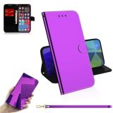 Imitated Mirror Surface Horizontal Flip Leather Case with Holder & Card Slots & Wallet & Lanyard For iPhone 13 Pro(Purple)