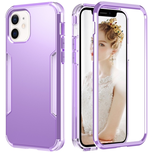 3 in 1 Solid Color Shockproof PC + TPU Protective Case For iPhone 13 mini(Purple)