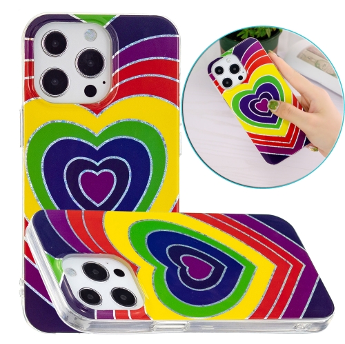 Electroplating TPU Protective Case For iPhone 13 Pro(Love Heart)
