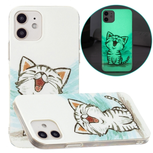 Luminous TPU Pattern Soft Protective Case For iPhone 12 / 12 Pro(Happy Cat)