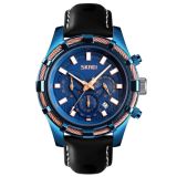 SKMEI 9189 Men Three-eye Six-pin Dial Calendar Timing Quartz Watch(Blue)