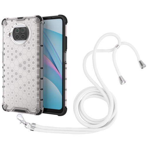 For Xiaomi Mi 10T Lite 5G Shockproof Honeycomb PC + TPU Case with Neck Lanyard(White)