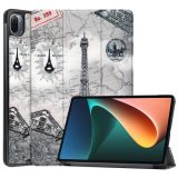 For Xiaomi Pad 5 Custer Painted PU Leather Case with Sleep / Wake-up Function & 3-Fold Holder(Retro Tower)