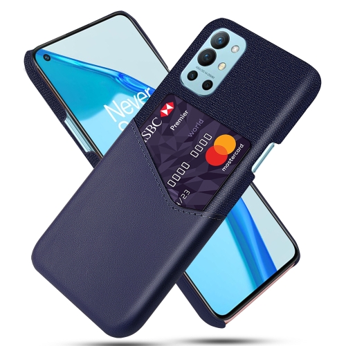 For OnePlus 9R Cloth Texture PC + PU Leather Back Cover Shockproof Case with Card Slot(Blue)