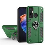 For Tecno Camon 17 Carbon Fiber Pattern PC + TPU Protective Case with Ring Holder(Green)