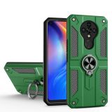 For Tecno Spark 6 Carbon Fiber Pattern PC + TPU Protective Case with Ring Holder(Green)