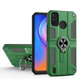 For Tecno Spark 6 Go Carbon Fiber Pattern PC + TPU Protective Case with Ring Holder(Green)