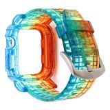 Gradient TPU Integrated Case Strap For Apple Watch Series 6 & SE & 5 & 4 44mm / 3 & 2 & 1 42mm(Rainbow Of Colours. - Silver Clasp)