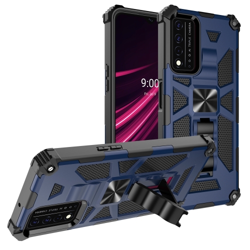 For T-Mobile REVVL V+ 5G Shockproof TPU + PC Magnetic Protective Case with Holder(Blue)
