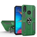 For Samsung Galaxy A30 Carbon Fiber Pattern PC + TPU Protective Case with Ring Holder(Green)