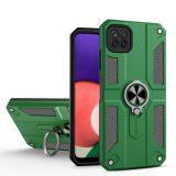 For Samsung Galaxy A22 5G Carbon Fiber Pattern PC + TPU Protective Case with Ring Holder(Green)