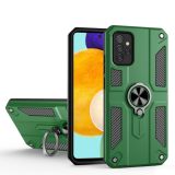 For Samsung Galaxy A52 5G Carbon Fiber Pattern PC + TPU Protective Case with Ring Holder(Green)