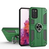 For Samsung Galaxy S20 Carbon Fiber Pattern PC + TPU Protective Case with Ring Holder(Green)