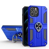 Carbon Fiber Pattern PC + TPU Protective Case with Ring Holder For iPhone 11 Pro(Dark Blue)