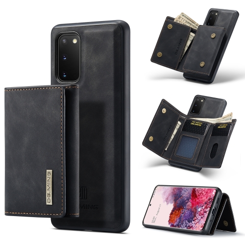 For Samsung Galaxy S20 DG.MING M1 Series 3-Fold Multi Card Wallet + Magnetic Back Cover Shockproof Case with Holder Function(Black)