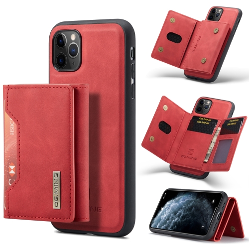 DG.MING M2 Series 3-Fold Multi Card Bag + Magnetic Back Cover Shockproof Case with Wallet & Holder Function For iPhone 11 Pro(Red)