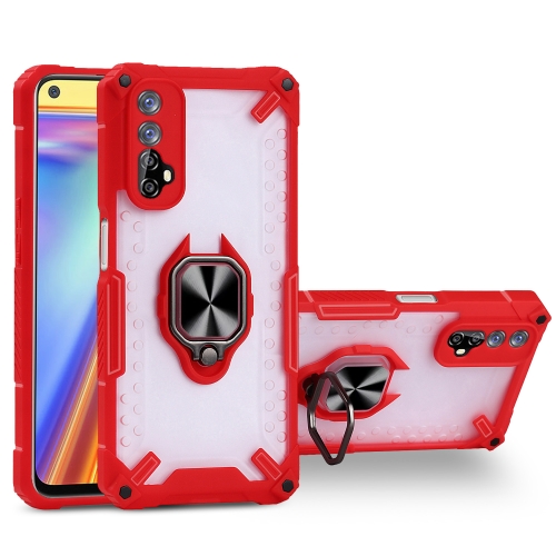 Matte TPU + PC Magnetic Shockproof Case with Ring Holder For OPPO Realme 7(Red)